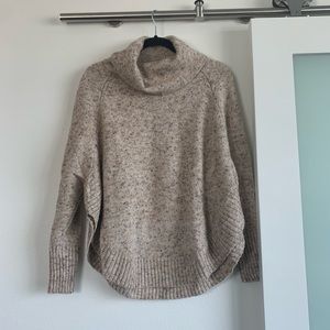 Oatmeal oversized soft cozy cowl-neck sweater